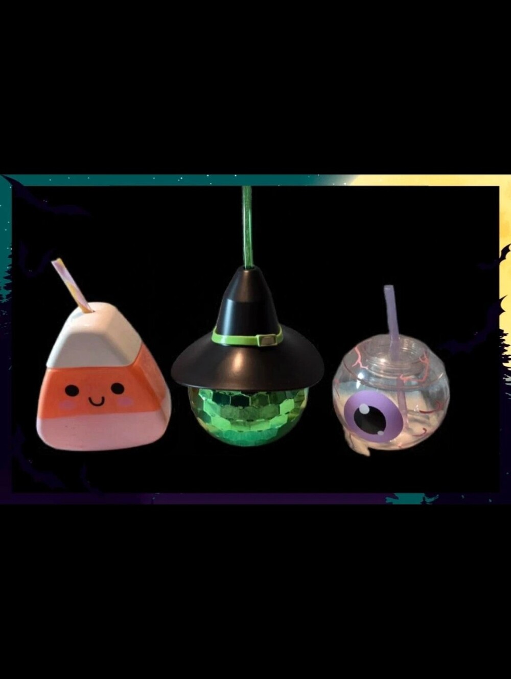 Halloween Sip Cups With Straws.